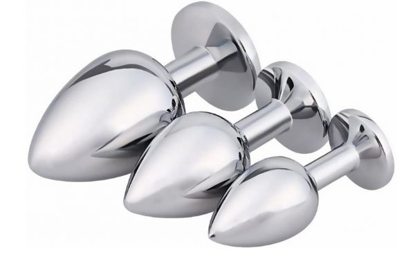 Anal Toys Metal Butt Plug Set With Jewelry Base 5