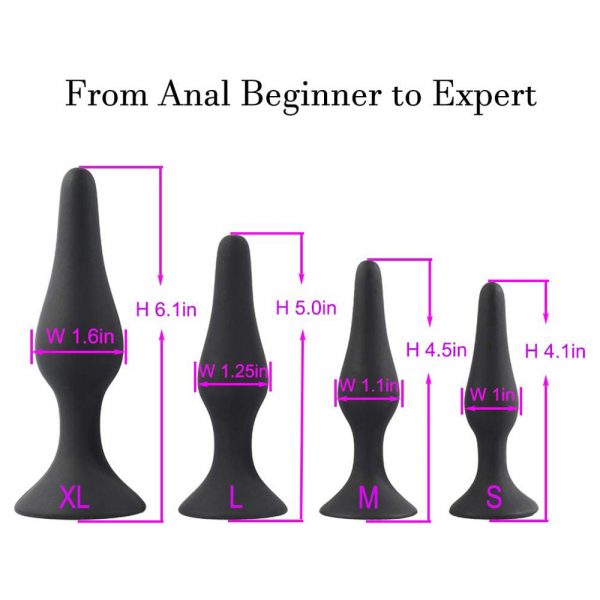 Anal Toys 4Pcs/Set Silicon Butt Plug With Strong Suction Cup 3