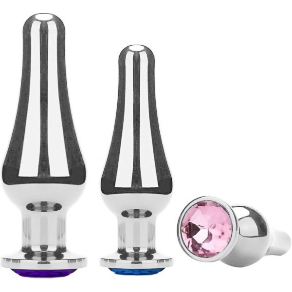 Anal Toys Conical Metal Jewelry Butt Plug Set 3